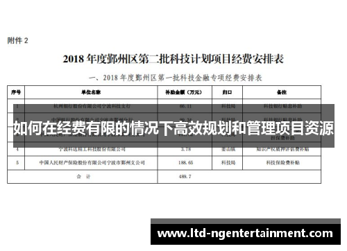 如何在经费有限的情况下高效规划和管理项目资源