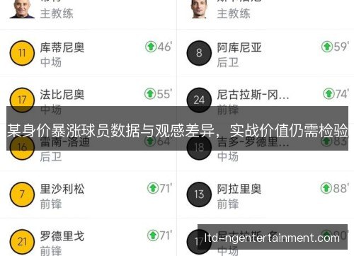 某身价暴涨球员数据与观感差异,实战价值仍需检验 某身价暴涨球员数据与观感差异,实战价值仍需检验
